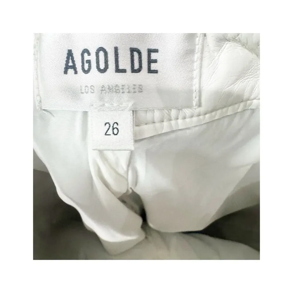 Agolde A9082-1285 Recycled Leather Criss Cross Straight Lace White Size 26 NWT - Picture 10 of 13